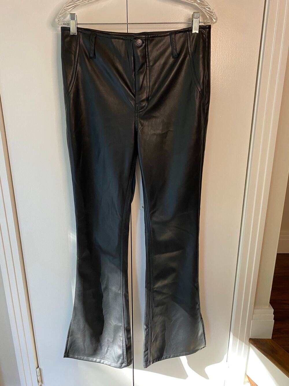We the Free Black Faux Leather Flare Pants Sz 30